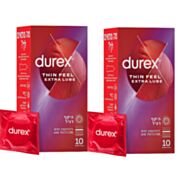 קונדומים Durex Thin Feel Extra Lube דקים בתוספת חומר סיכה לתחושה חלקה יותר - מארז זוגי | דורקס