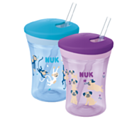 NUK נוק כוס מעבר Action Cup עם קשית גמישה ללא נזילות לפעוטות מגיל 12 חודשים ומעלה - סגול | NUK נוק